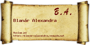 Blanár Alexandra névjegykártya